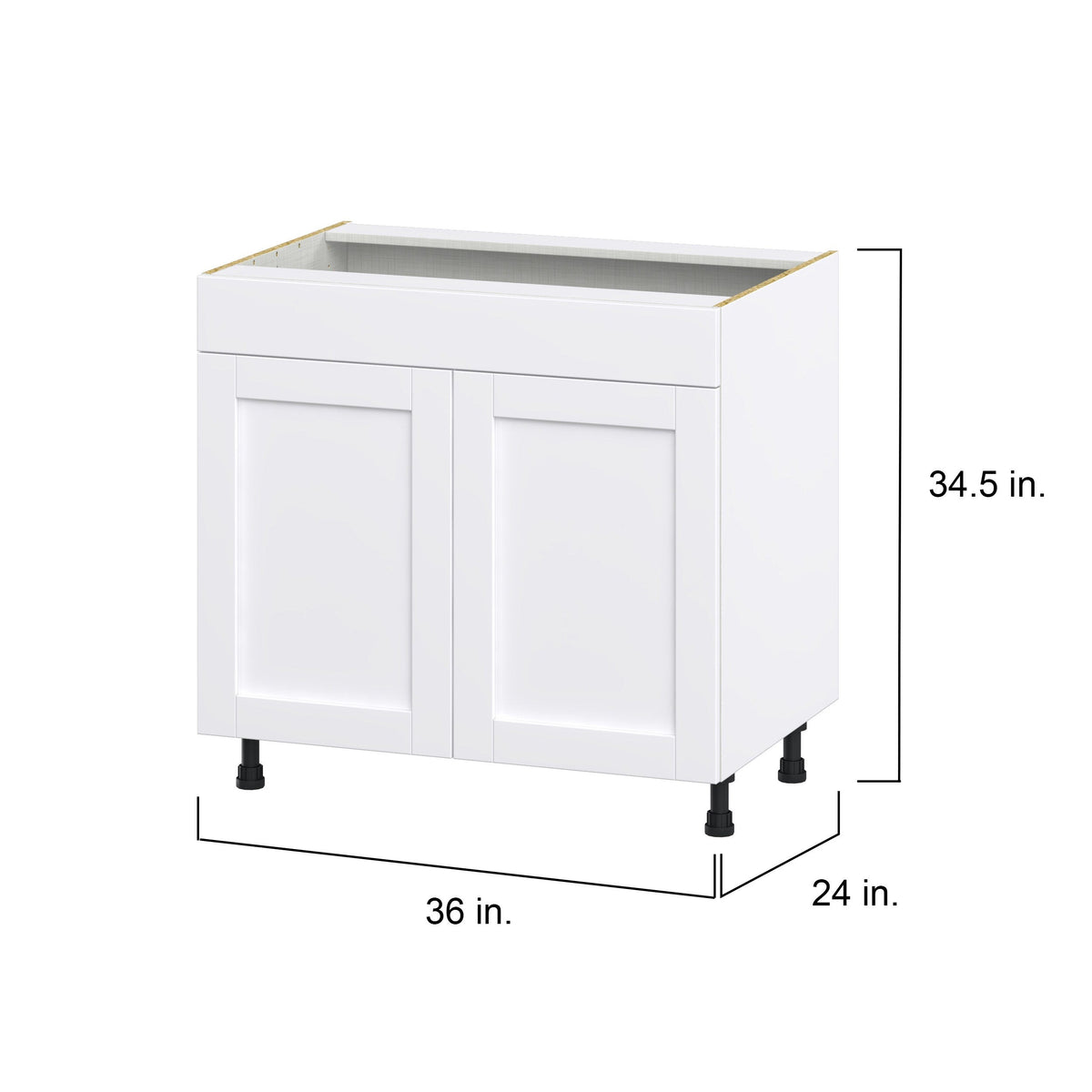 Hugo&Borg Rosemont 36-in W x 34.5-in H x 24-in D Glacier White Sink Base Fully Assembled Cabinet (Flat Panel Shaker Style)