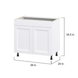 Hugo&Borg Rosemont 36-in W x 34.5-in H x 24-in D Glacier White Sink Base Fully Assembled Cabinet (Flat Panel Shaker Style)