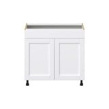 Hugo&Borg Rosemont 36-in W x 34.5-in H x 24-in D Glacier White Sink Base Fully Assembled Cabinet (Flat Panel Shaker Style)