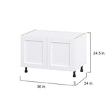 Hugo&Borg Rosemont 36-in W x 24.5-in H x 24-in D Glacier White Sink Base Fully Assembled Cabinet (Flat Panel Shaker Style)