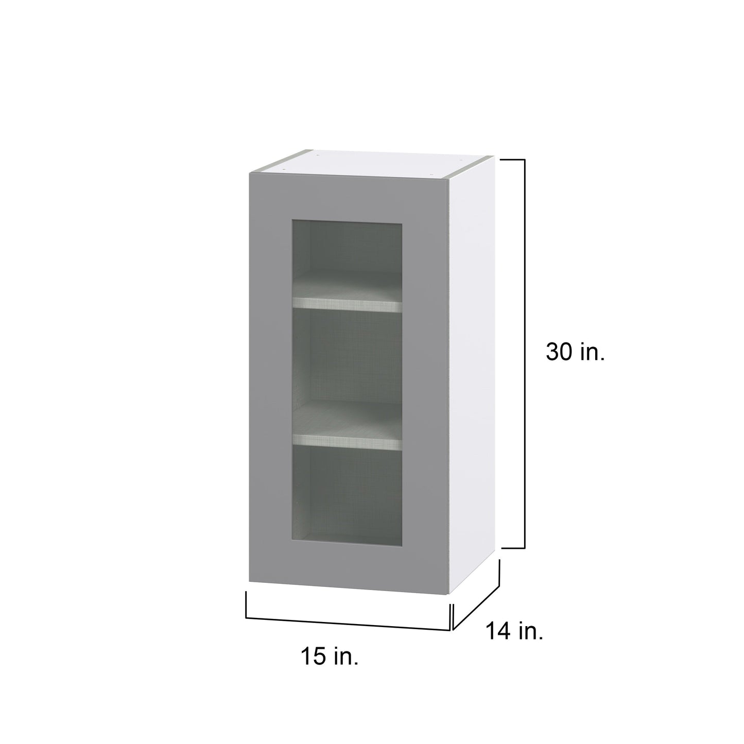 Hugo&Borg Beaumont 15-in W x 30-in H x 14-in D Slate Gray Wall Fully Assembled Cabinet (Glass Panel Shaker Door Style)