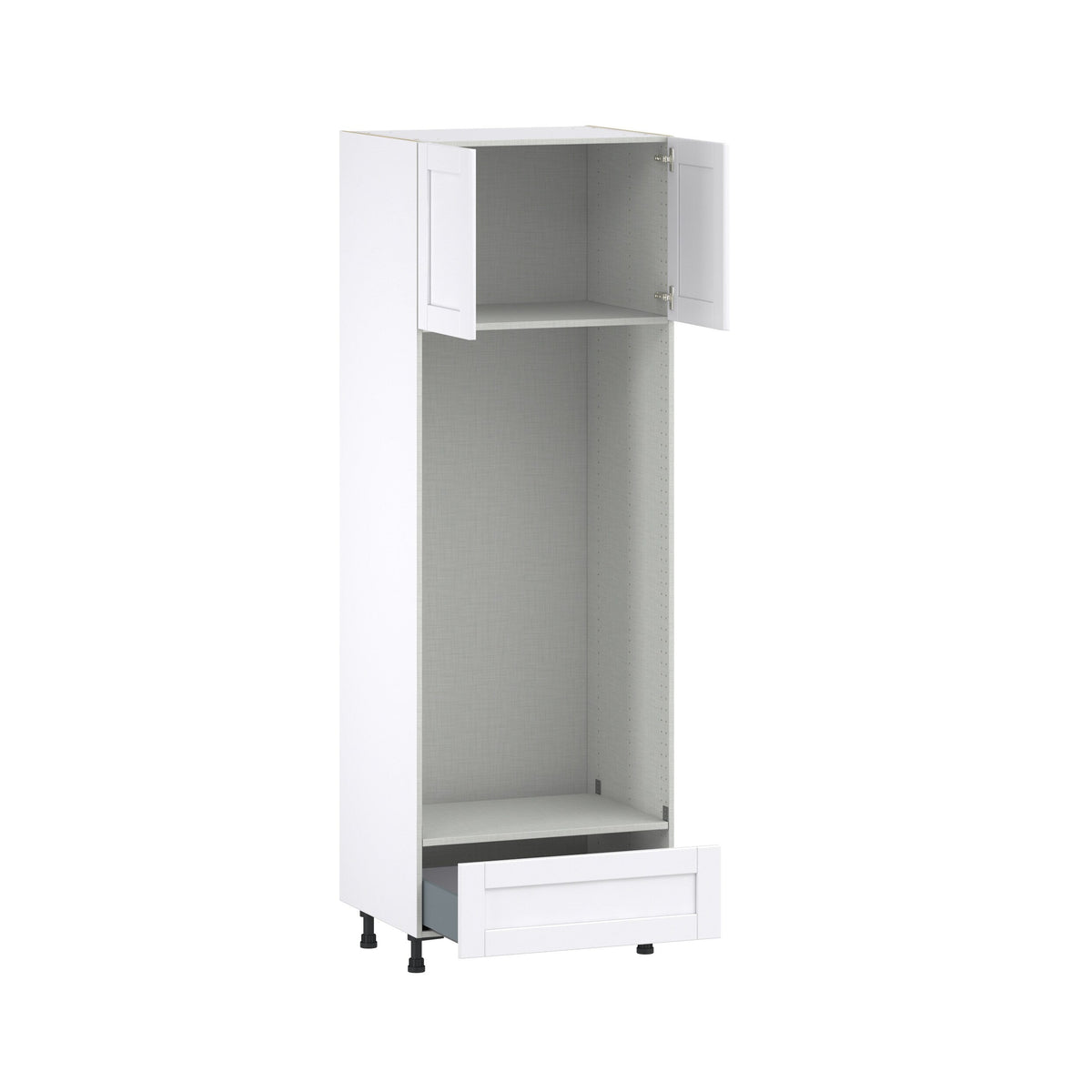 Hugo&Borg Rosemont 30-in W x 89.5-in H x 24-in D Glacier White 1-Drawer Microwave Base Fully Assembled Cabinet (Flat Panel Shaker Style)