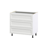 Hugo&Borg Riviera 36-in W x 34.5-in H x 24-in D Bright White 3-Drawer Base Fully Assembled Cabinet