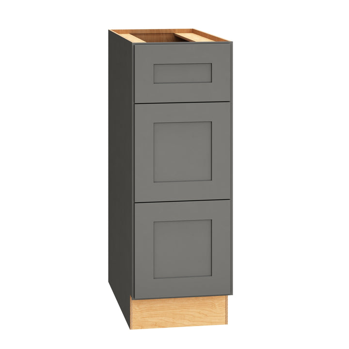 Diamond Express Jamestown 12-in W x 34.5-in H x 24-in D Moonstone Gray 3-Drawer Base Fully Assembled Plywood Cabinet (Recessed Panel Shaker Style)