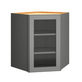 Diamond Express Jamestown 30-in W x 30-in H x 12-in D Moonstone Gray Diagonal Corner Wall Fully Assembled Plywood Cabinet (Recessed Panel Square Style)