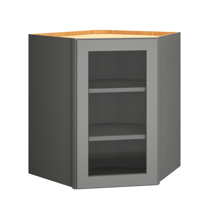 Diamond Express Jamestown 30-in W x 30-in H x 12-in D Moonstone Gray Diagonal Corner Wall Fully Assembled Plywood Cabinet (Recessed Panel Square Style)