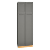 Diamond Express Jamestown 30-in W x 90-in H x 24-in D Moonstone Gray Pantry Fully Assembled Plywood Cabinet (Recessed Panel Shaker Door Style)