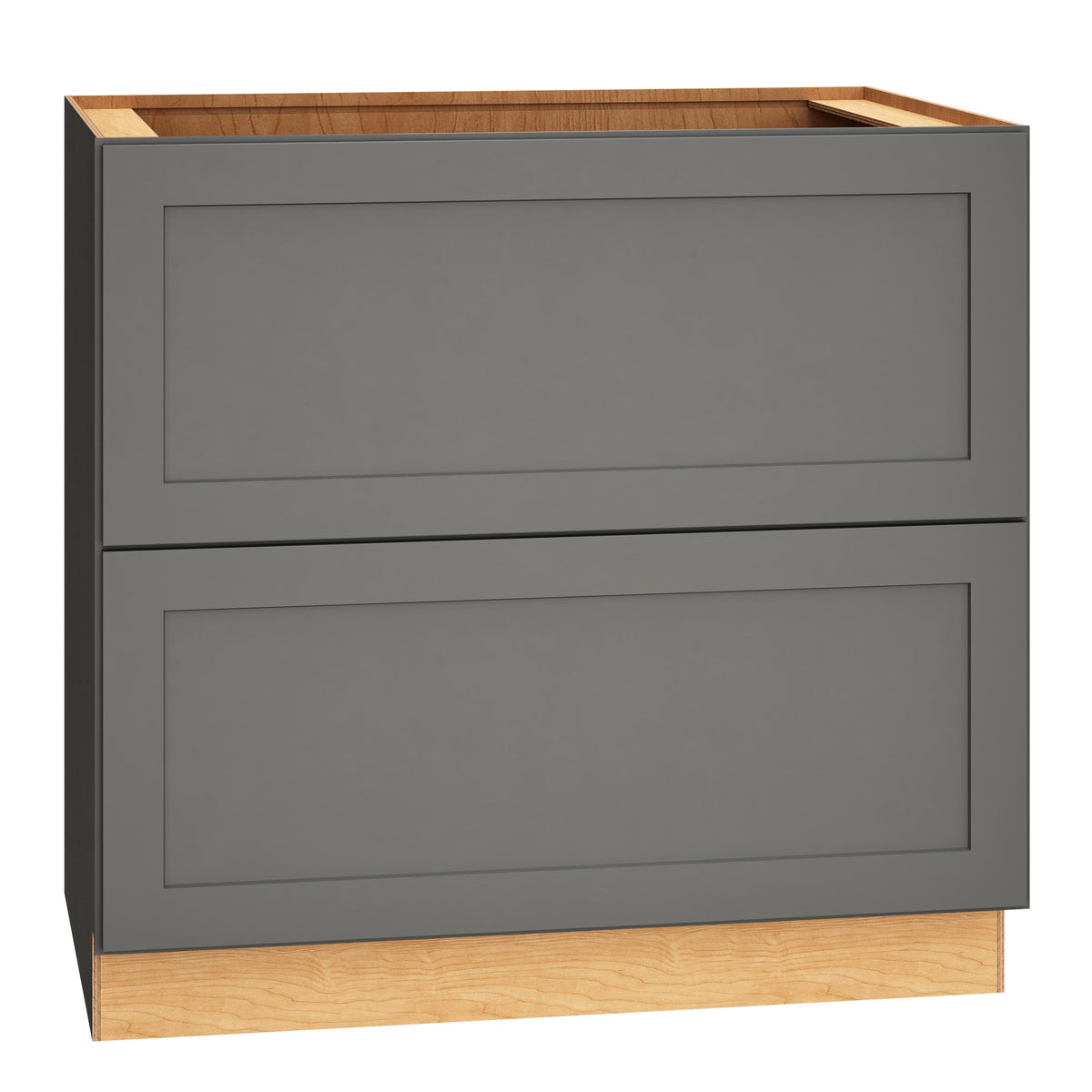 Diamond Express Jamestown 36-in W x 34.5-in H x 24-in D Moonstone Gray 2-Drawer Base Fully Assembled Plywood Cabinet (Recessed Panel Shaker Style)