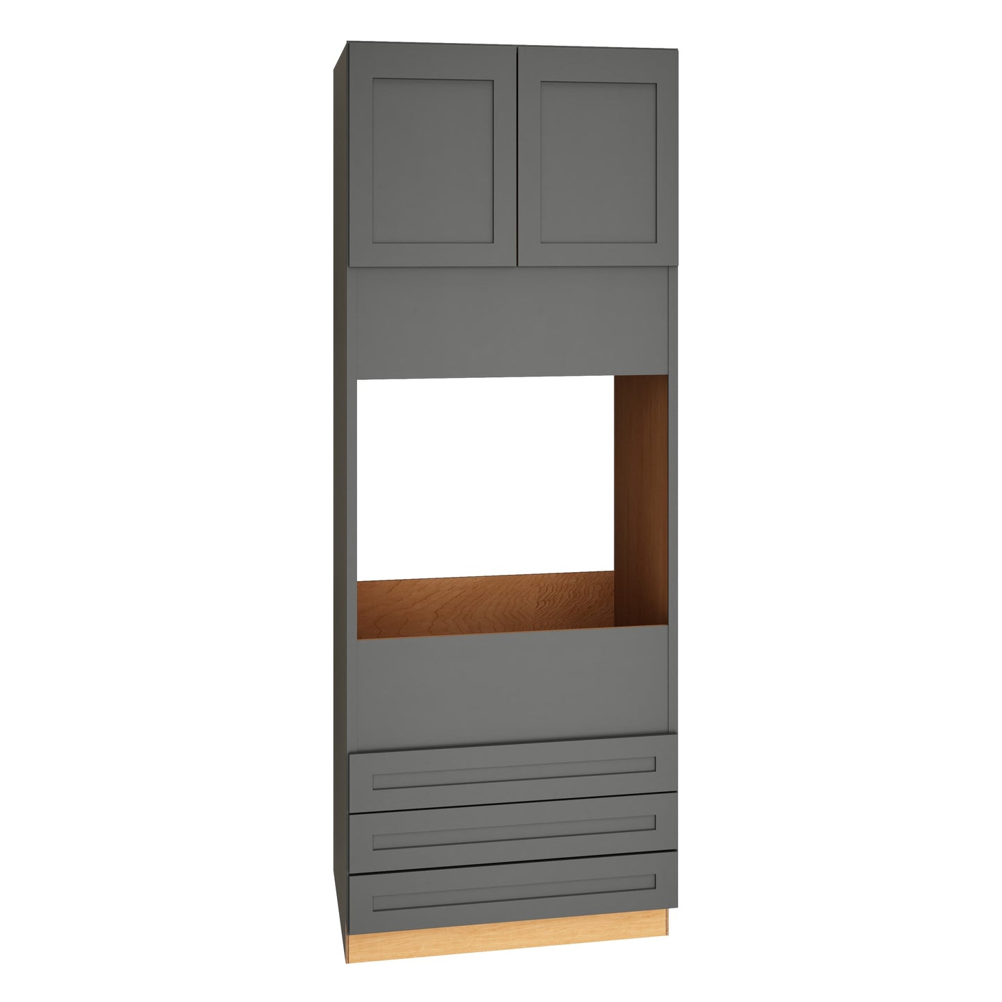 Diamond Express Jamestown 33-in W x 84-in H x 24-in D Moonstone Gray 3-Drawers Single Oven Wall Fully Assembled Plywood Cabinet (Recessed Panel Square Style)