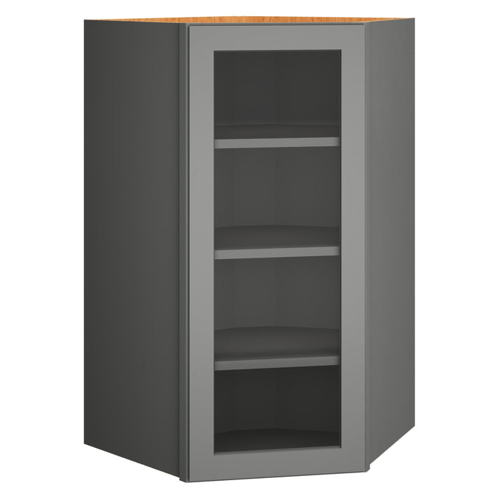 Diamond Express Jamestown 42-in W x 42-in H x 12-in D Moonstone Gray Diagonal Corner Wall Fully Assembled Plywood Cabinet (Recessed Panel Square Style)