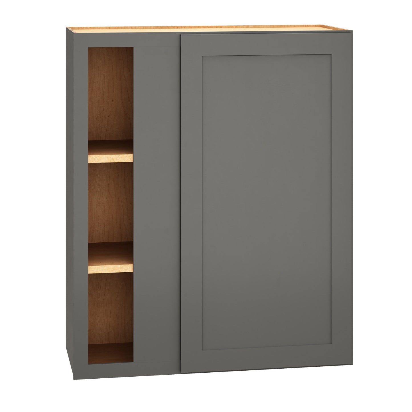 Diamond Express Jamestown 30-in W x 36-in H x 12-in D Moonstone Gray Blind Corner Wall Fully Assembled Plywood Cabinet (Recessed Panel Square Style)