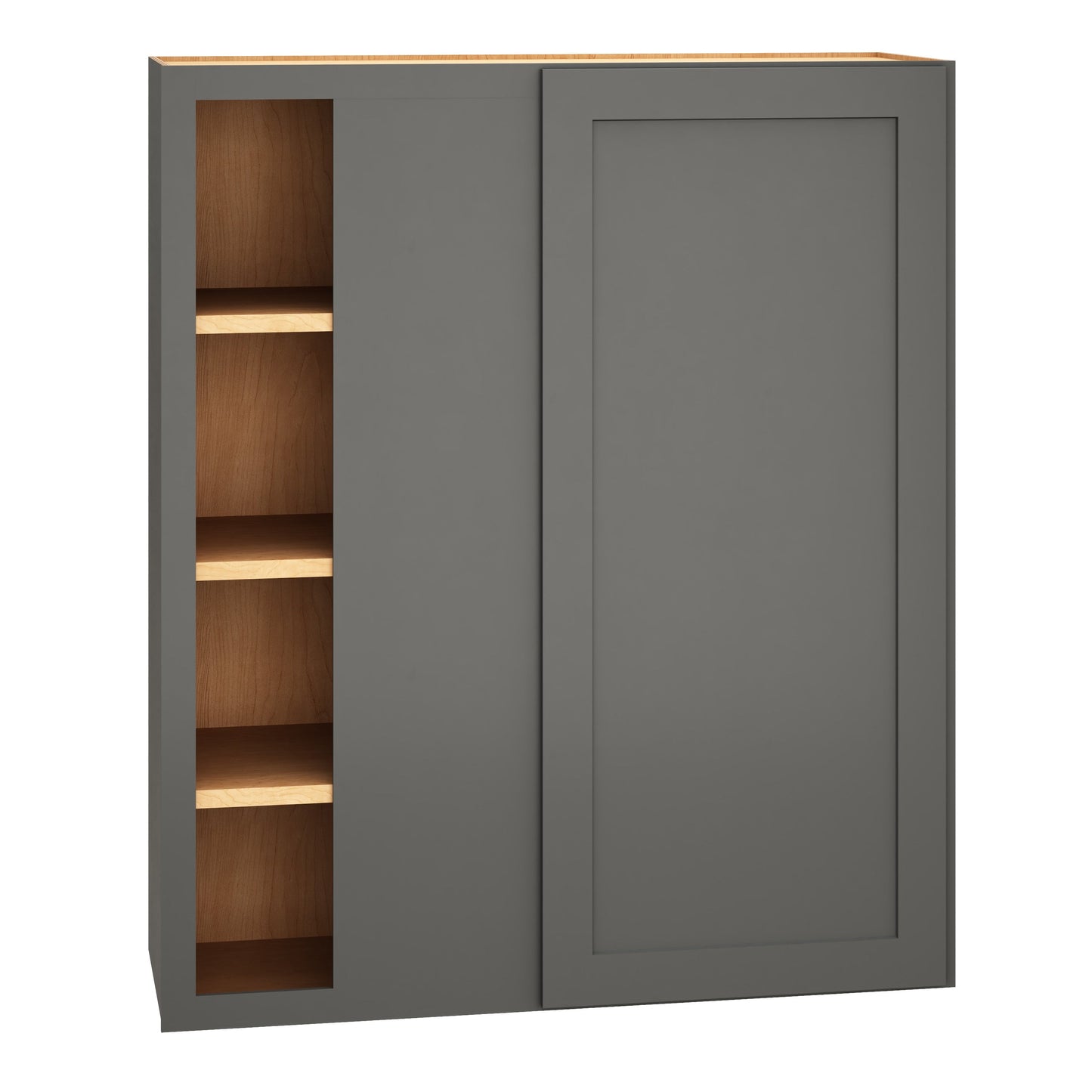 Diamond Express Jamestown 36-in W x 42-in H x 12-in D Moonstone Gray Blind Corner Wall Fully Assembled Plywood Cabinet (Recessed Panel Square Style)