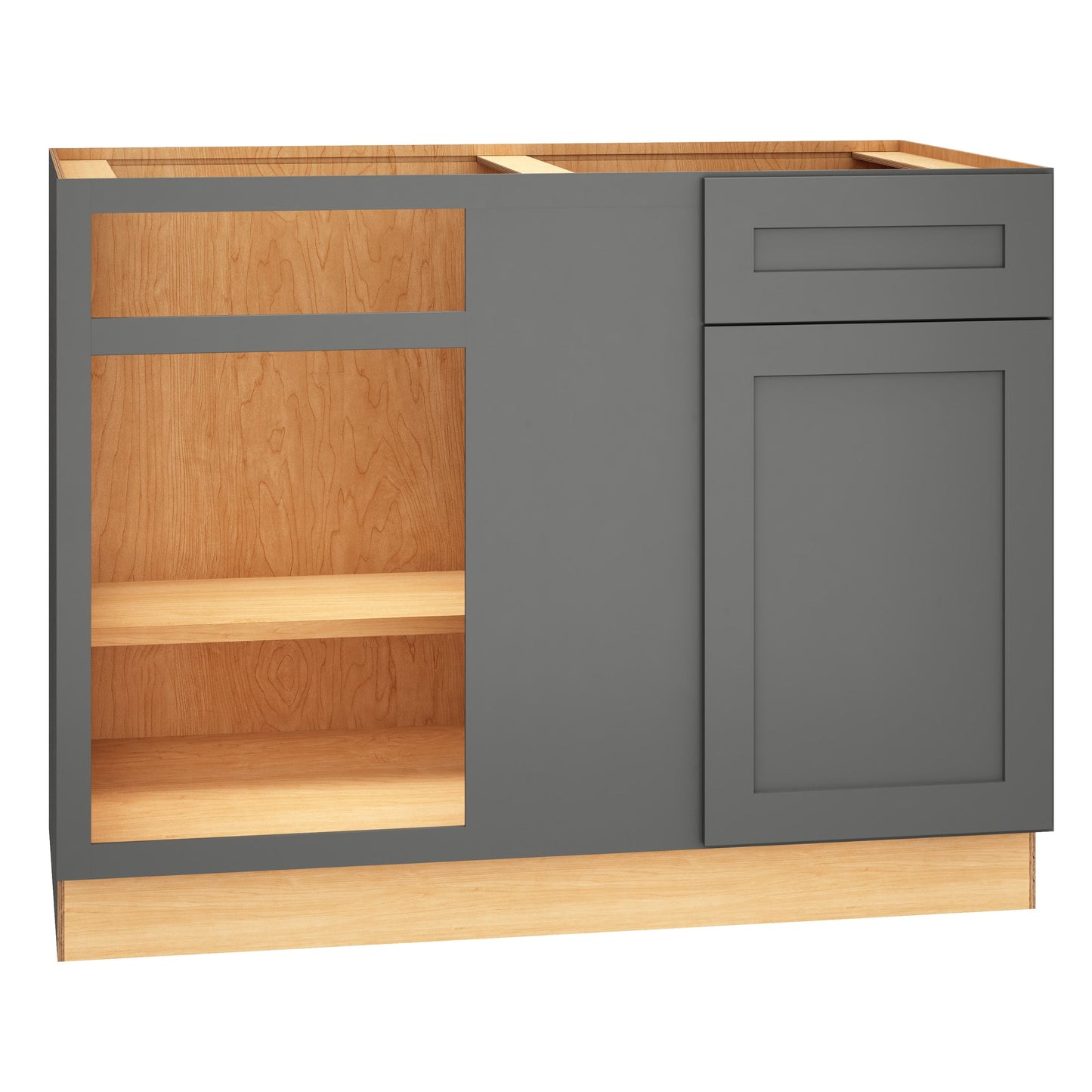 Diamond Express Jamestown 48-in W x 34.5-in H x 24-in D Moonstone Gray Blind 1-Drawer Corner Base Fully Assembled Plywood Cabinet (Recessed Panel Square Style)