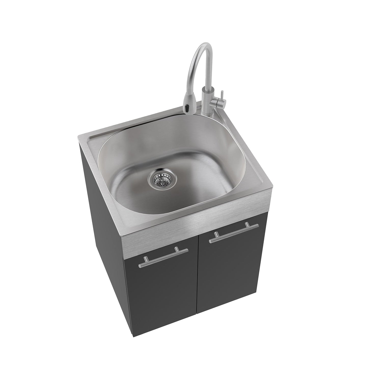 RuggedTub Charcoal Freestanding Utility Tub with Cabinet, Drain, and Faucet