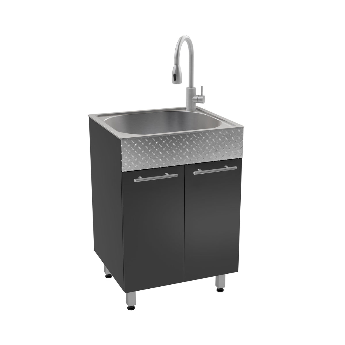 RuggedTub Charcoal Freestanding Utility Tub with Drain and Faucet