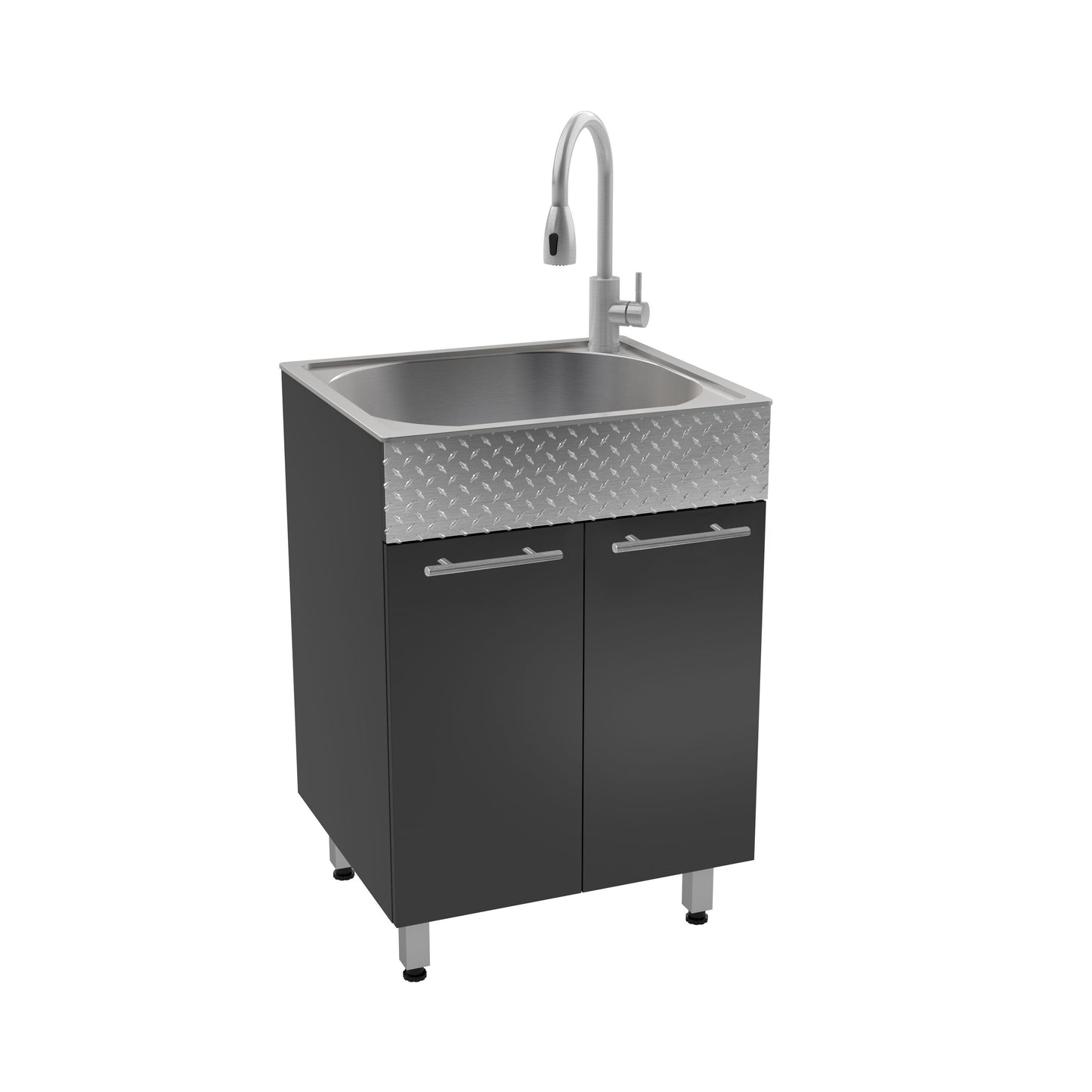 RuggedTub Charcoal Freestanding Utility Tub with Stainless Sink and Faucet