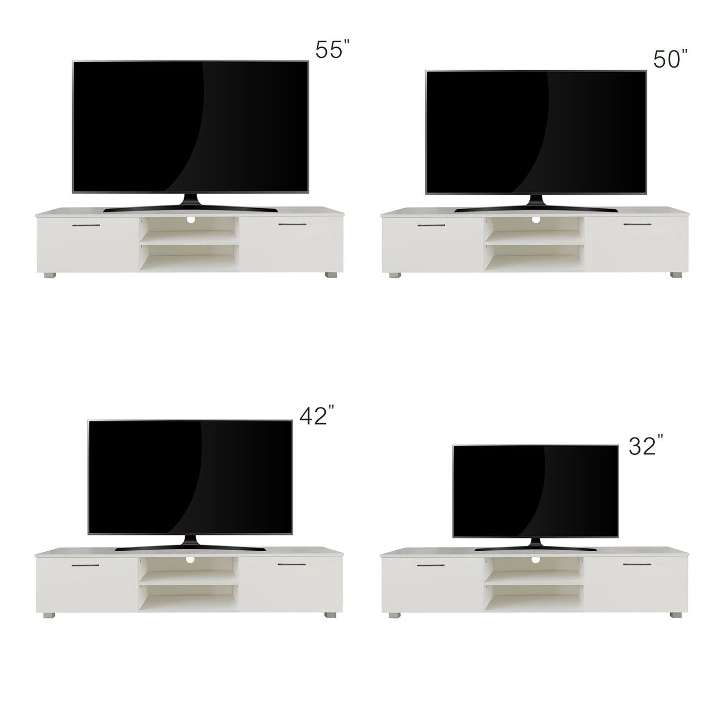 GZMR White TV Stand for 70-in TV Stands Modern/Contemporary White TV Cabinet (Accommodates TVs up to 70-in)