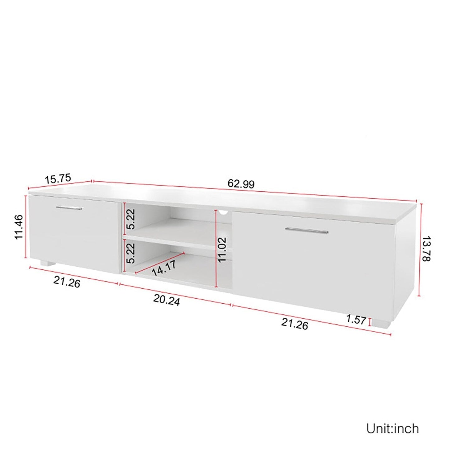 GZMR White TV Stand for 70-in TV Stands Modern/Contemporary White TV Cabinet (Accommodates TVs up to 70-in)