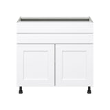 Hugo&Borg Jolie 36-in W x 34.5-in H x 24-in D Warm White 1-Drawer Base Fully Assembled Cabinet (Flat Panel Shaker Style)