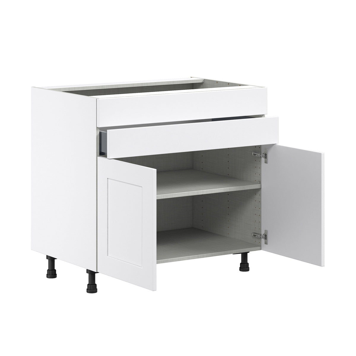 Hugo&Borg Jolie 36-in W x 34.5-in H x 24-in D Warm White 1-Drawer Base Fully Assembled Cabinet (Flat Panel Shaker Style)