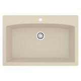 Drop-In Quartz Composite 33 in. 1-Hole Single Bowl Kitchen Sink in Black - Super Arbor