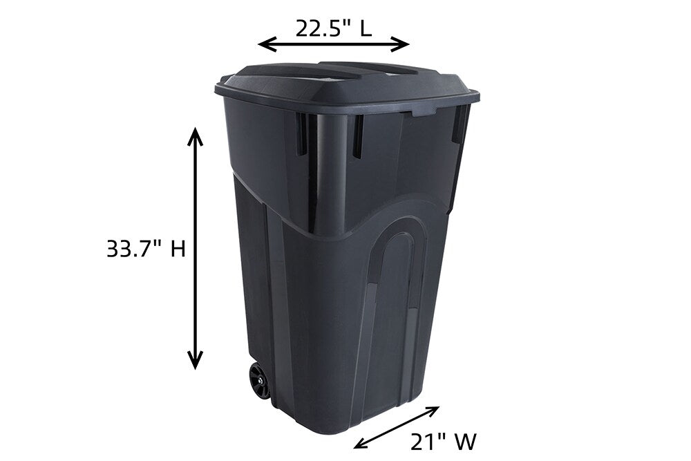 Blue Hawk 32-Gallon Black Plastic Wheeled Trash Can with Lid