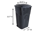Blue Hawk 32-Gallon Black Plastic Wheeled Trash Can with Lid