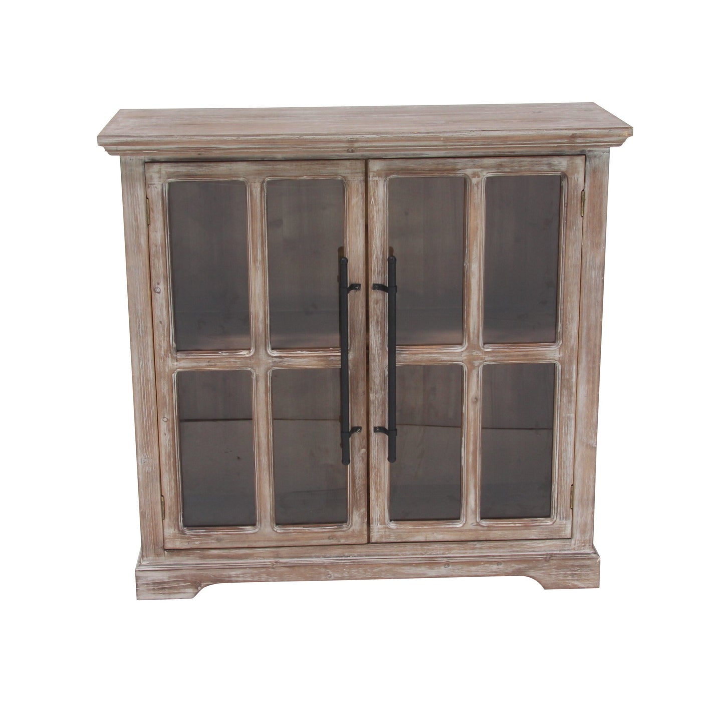 Grayson Lane Brown 1 Shelf and 2 Doors with Glass Front Panels Pine Accent Chest