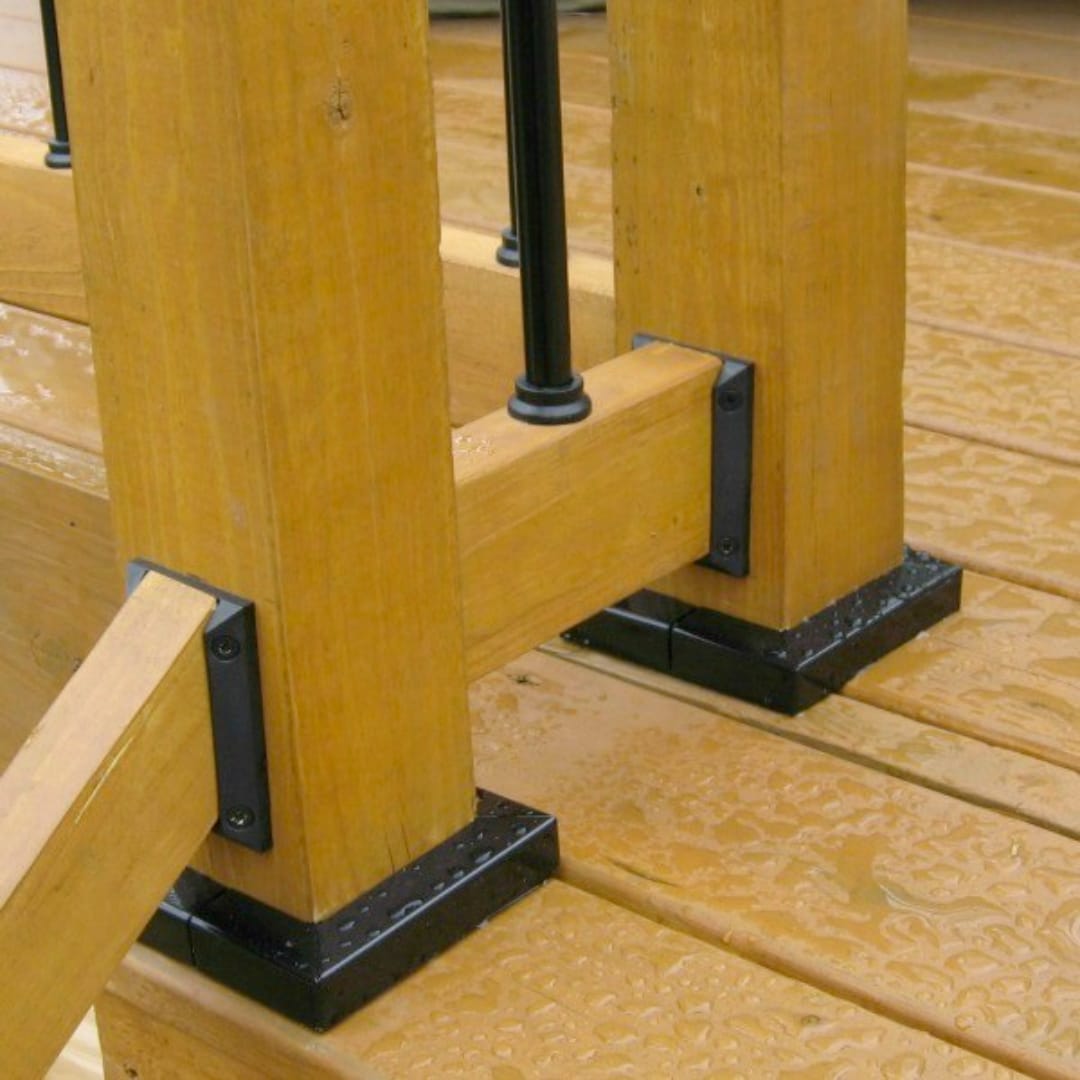TITAN BUILDING PRODUCTS 4-in x 4-in Powder Coated Black Painted Galvanized Steel Deck Post Stabilizer