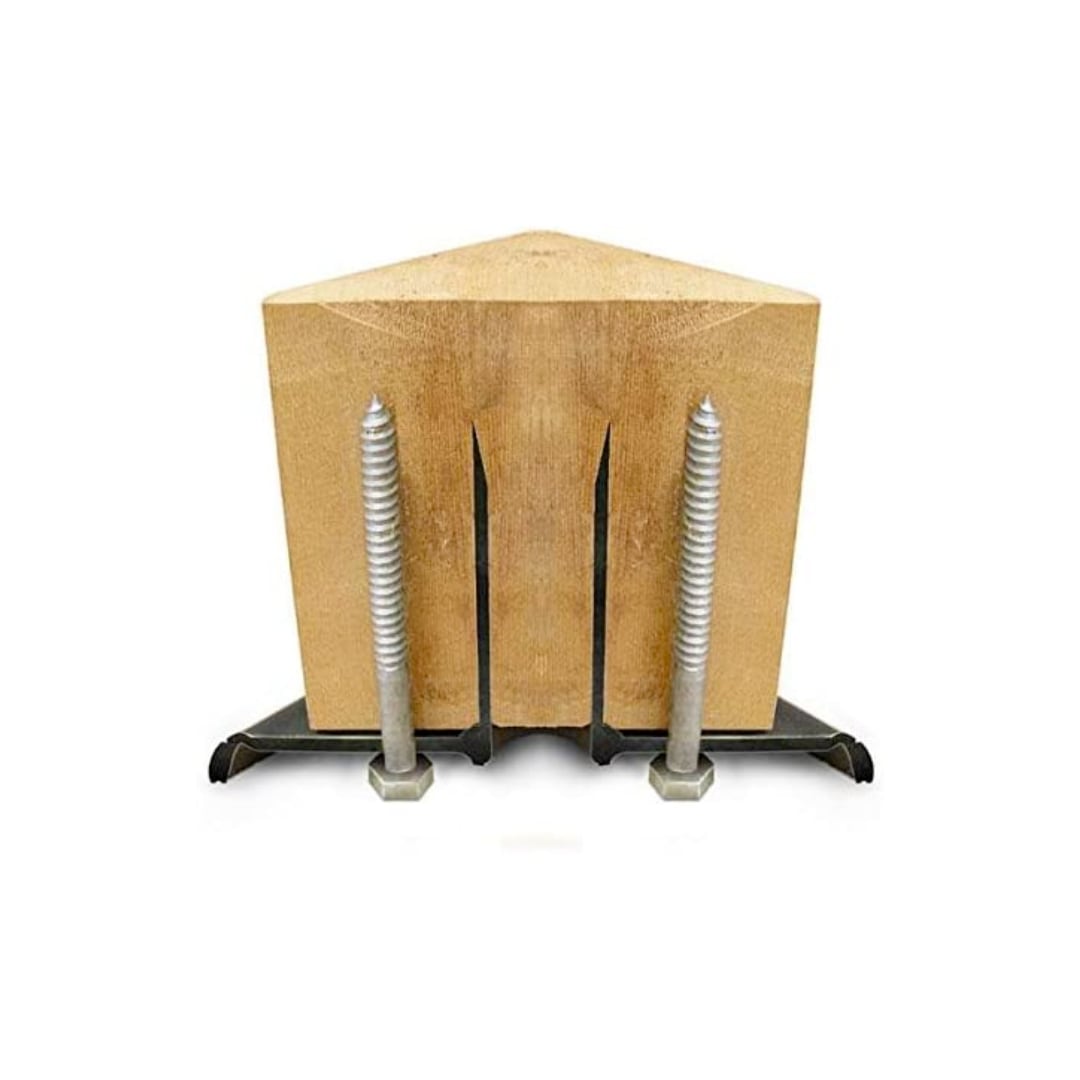 TITAN BUILDING PRODUCTS Titan Wood Post Anchor Kit - Black Painted Galvanized Steel Deck Post Stabilizer - Fits 5-1/2-in x 5-1/2-in Posts - Easy Installation