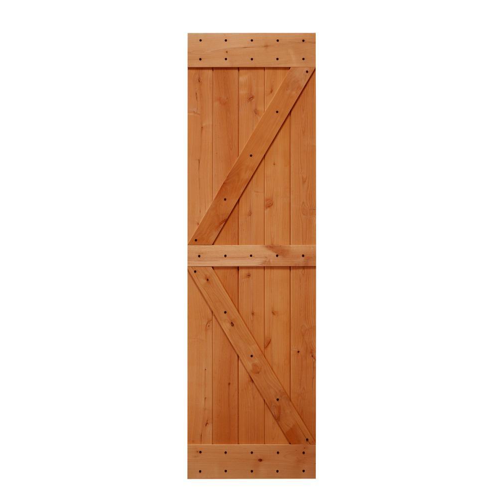32 in. x 84 in. Ready-to-Assemble British Brace Hardwood Interior Sliding Barn Door Slab with Hardware Kit - Super Arbor