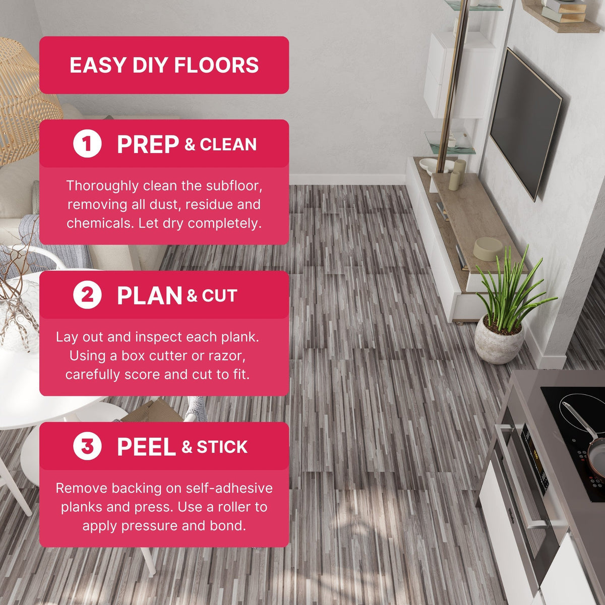 Lucida USA (Sample) BaseCore Dark Grey Gray Wood Look 12-mil Water Resistant Peel and Stick Vinyl Tile