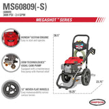 Simpson SIMPSON MegaShot MS60809-S 3000 PSI at 2.4 GPM HONDA GCV160 Cold Water Pressure Washer