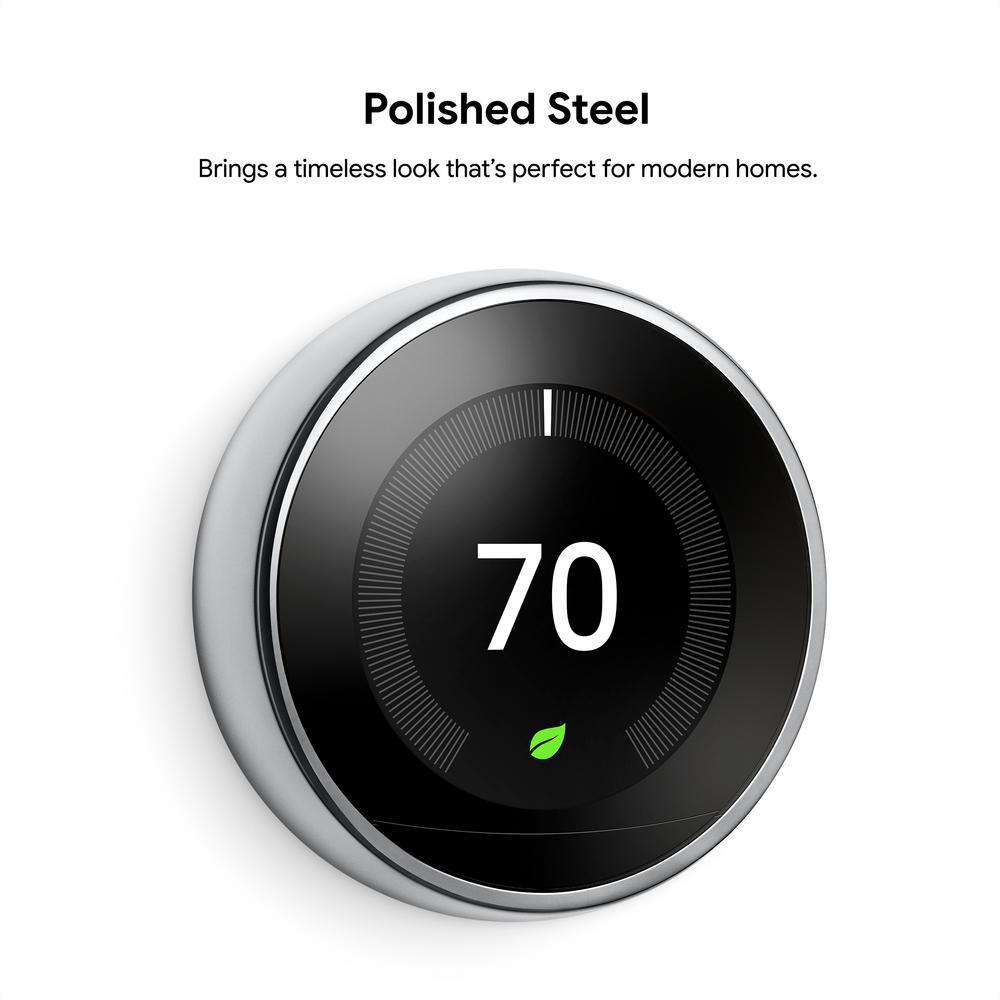 Nest Learning Thermostat 3rd Gen in Polished Steel - Super Arbor