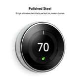 Nest Learning Thermostat 3rd Gen in Polished Steel - Super Arbor