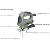 5.0 Amp Variable Speed Jig Saw with Quick-Change, 4-Position Orbit, Adjustable Base, Rip Guide and Blades - Super Arbor