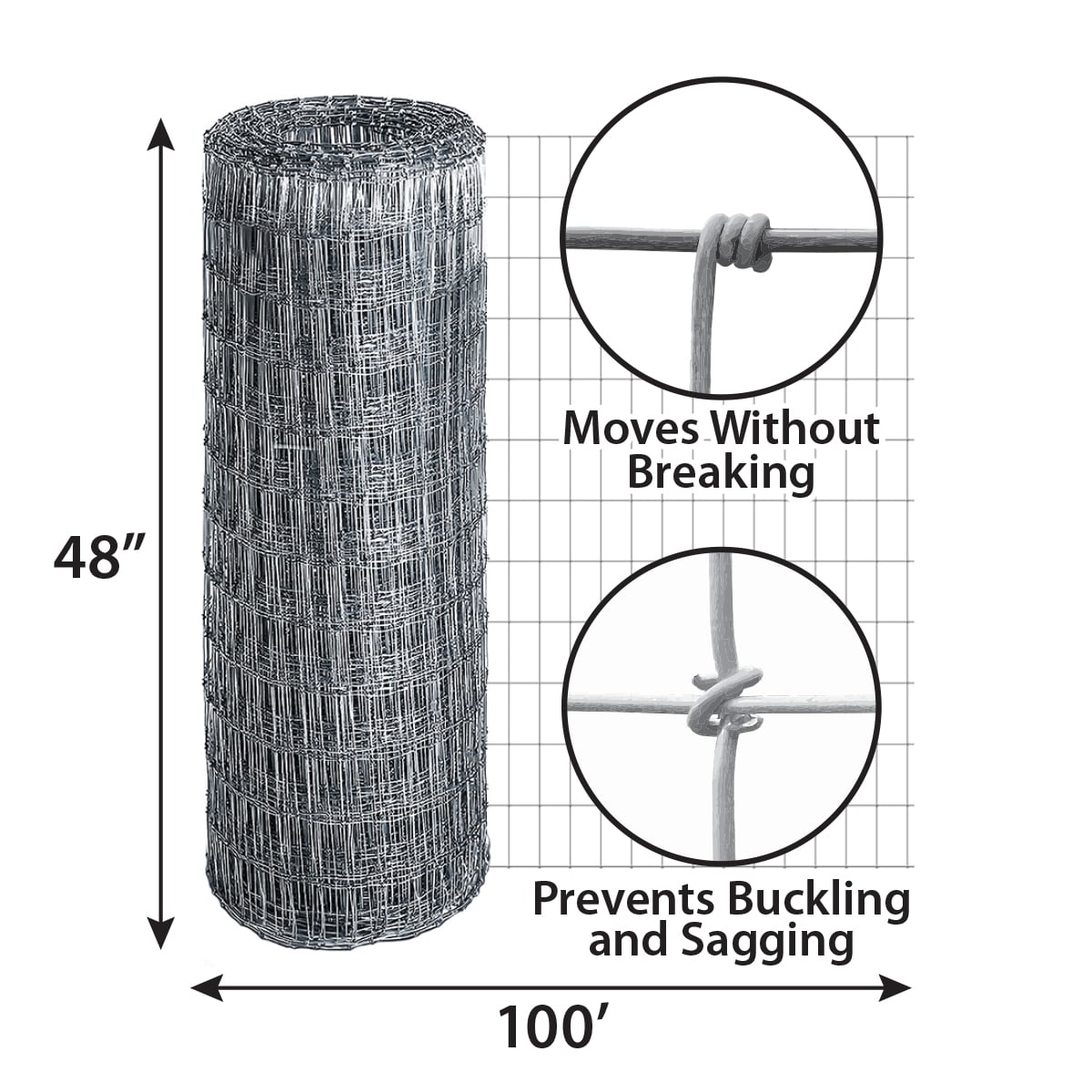 IRONRIDGE 100-ft x 4-ft Galvanized Steel Woven Wire Fence