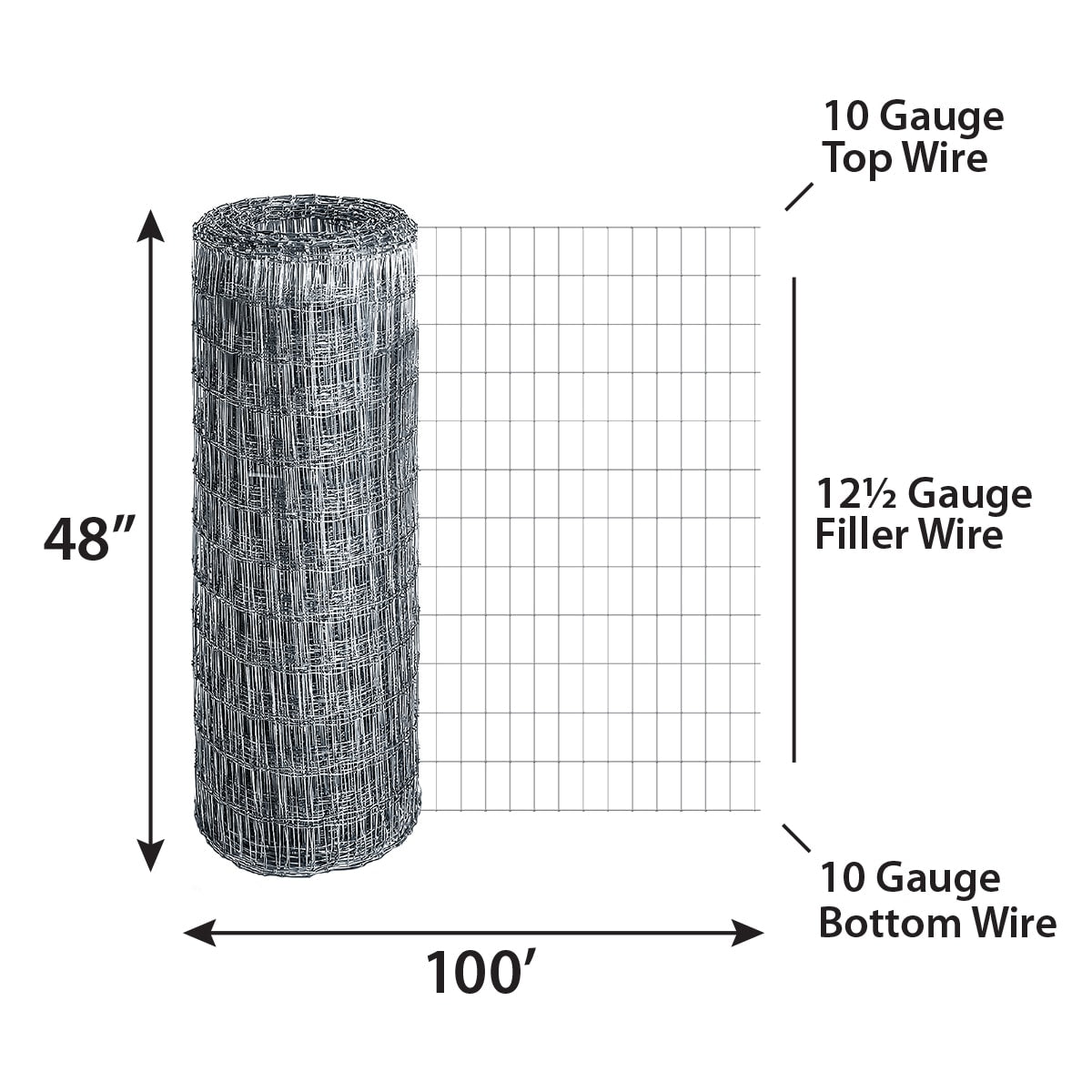 IRONRIDGE 100-ft x 4-ft Galvanized Steel Woven Wire Fence
