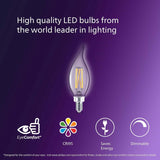 Philips 75-Watt Equivalent BA11 Dimmable Edison Glass LED Candle Light Bulb, Bent Tip, E12 Candelabra Base, Daylight 5000K, 12-Pack