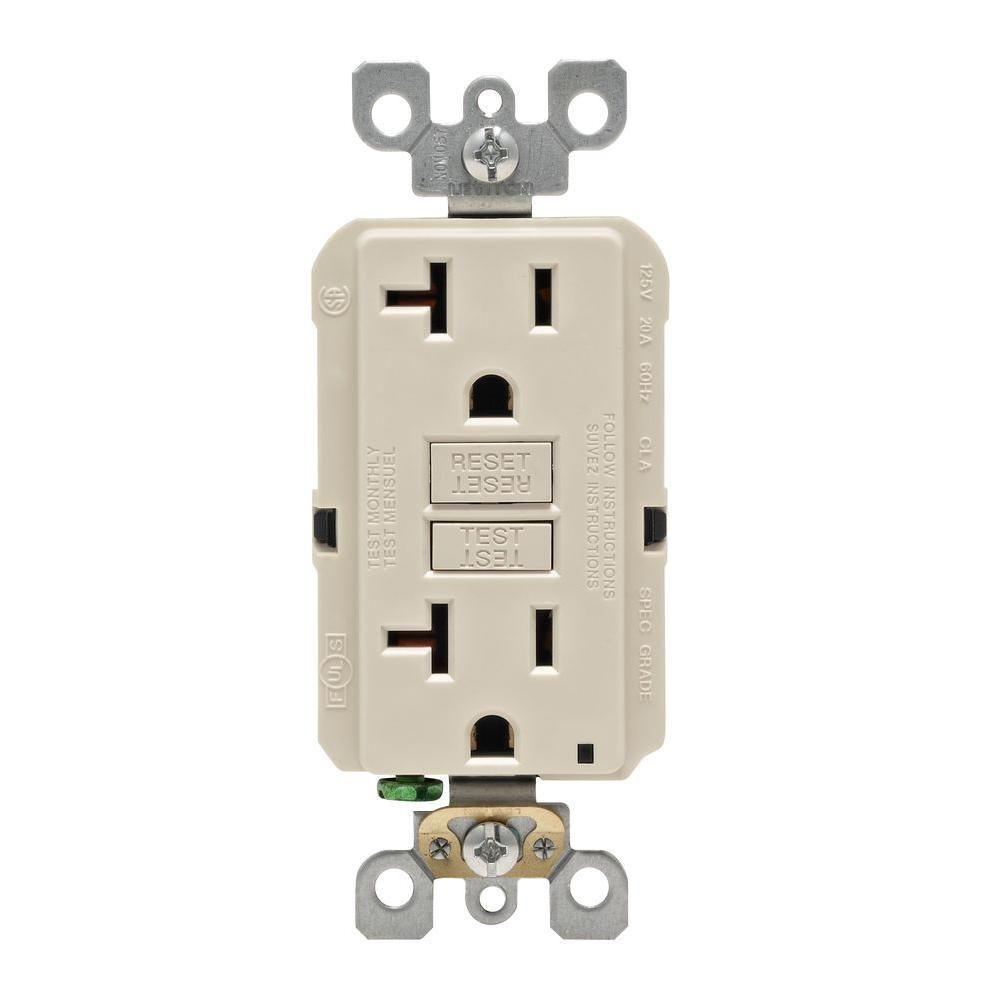 20 Amp Self-Test SmartlockPro Slim Duplex GFCI Outlet, Gray - Super Arbor