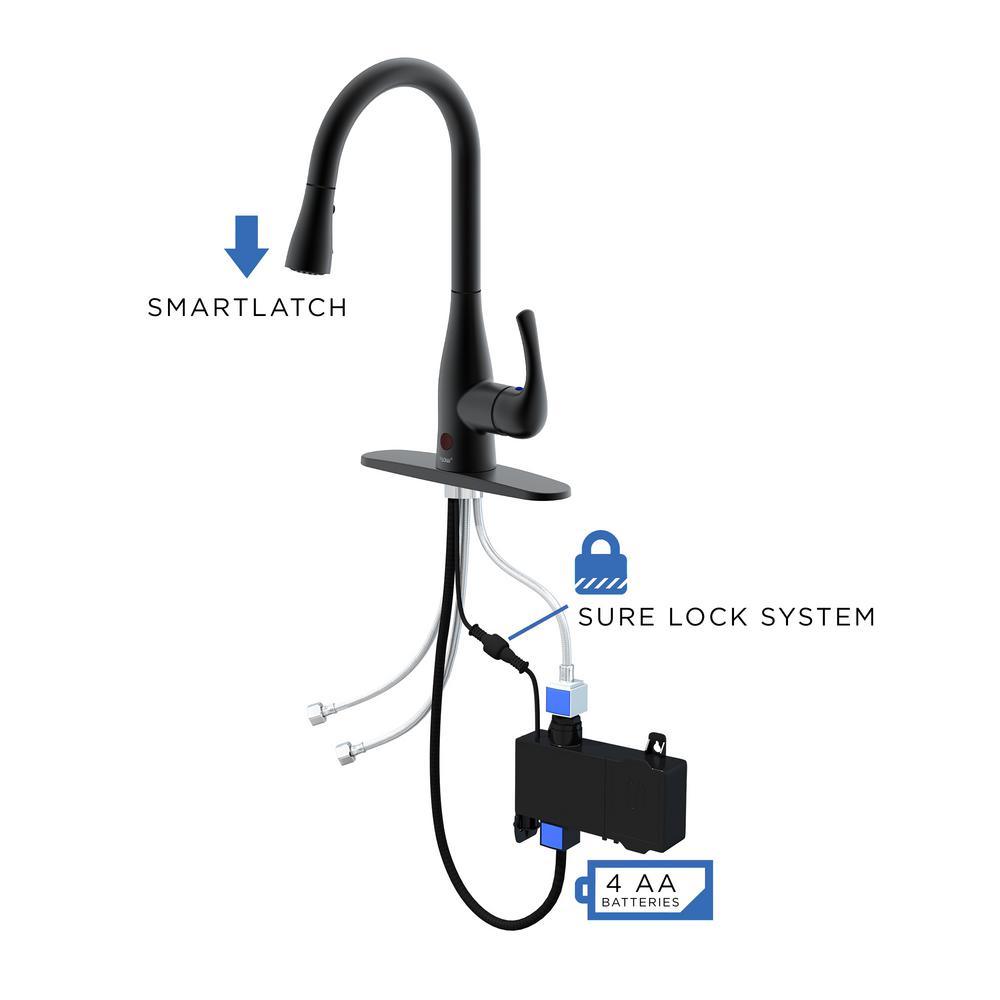 Motion Activated Single-Handle Pull-Down Sprayer Kitchen Faucet in Matte Black - Super Arbor