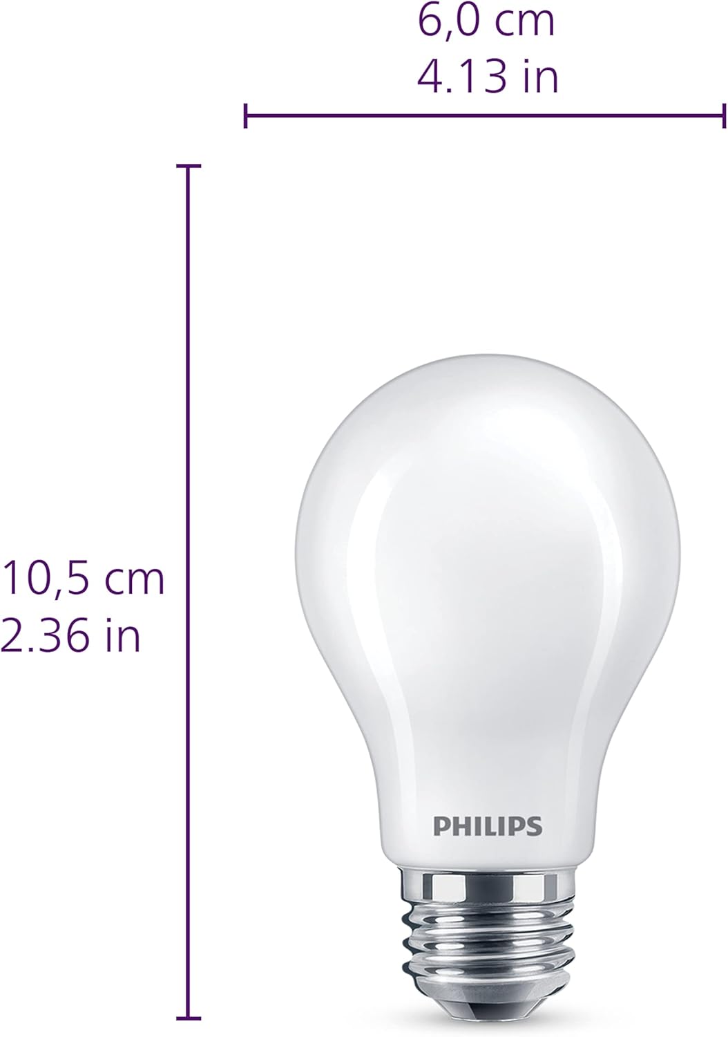 Philips 60W Equivalent A19 LED Bulb, Dimmable, High CRI 90+, Soft White 2700K, 800 Lumens, Medium Base (E26), 4-Pack