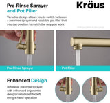 KRAUS Artec Pro Single-Handle Pull-Down Sprayer Kitchen Faucet with Pot Filler, Brushed Gold (KPF-1603BG)
