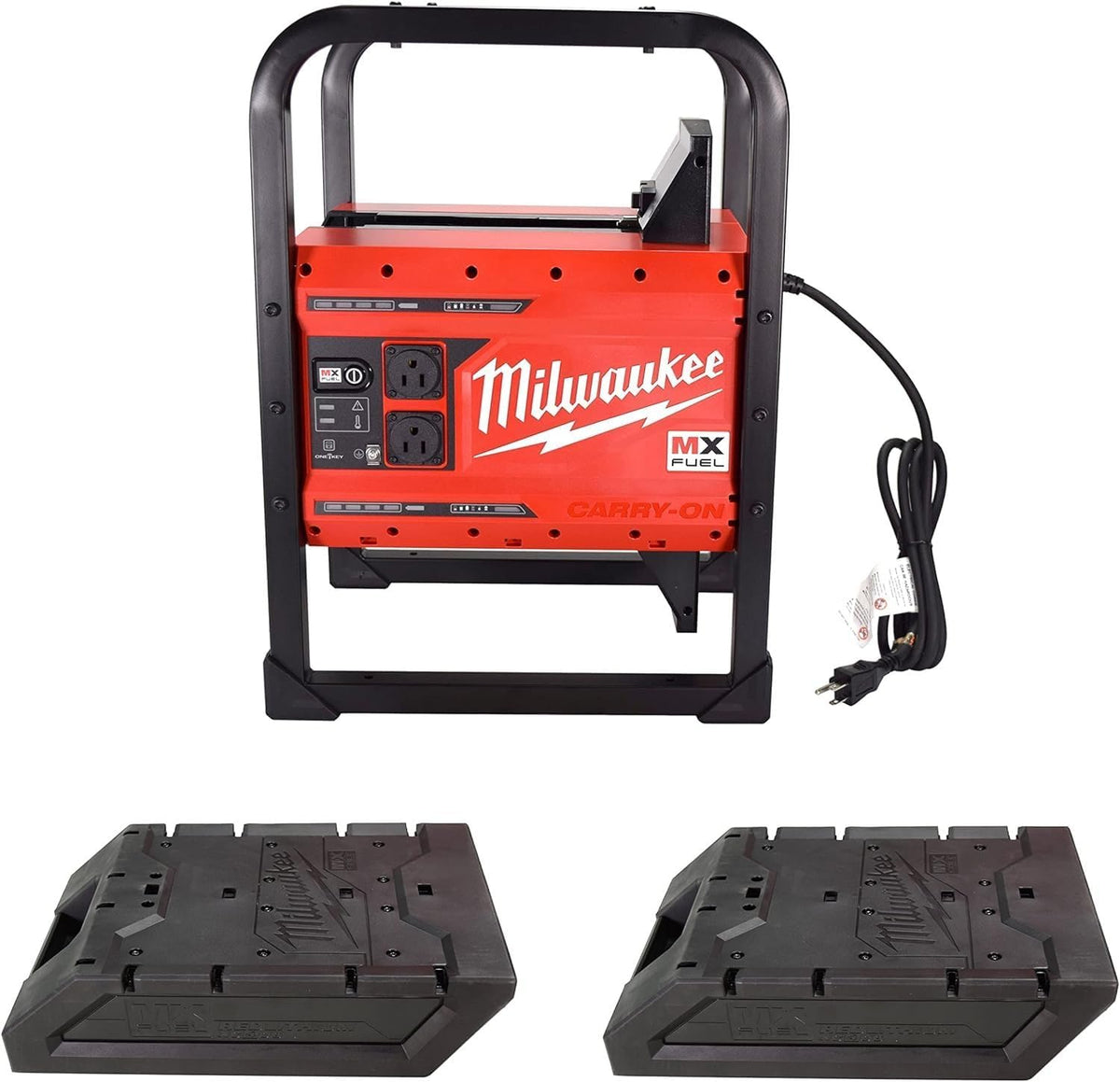 Milwaukee MX FUEL 3600-Watt/1800-Watt Push-Start Portable Battery Generator, 2 XC Batteries + Charger
