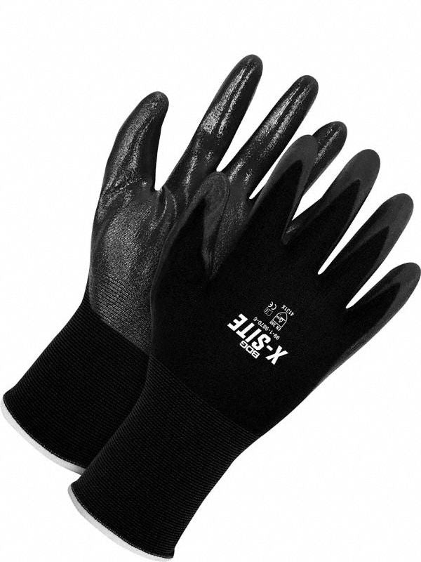 BDG Smooth Nitrile Palm Dipped Knit Gloves, XS (6), Black