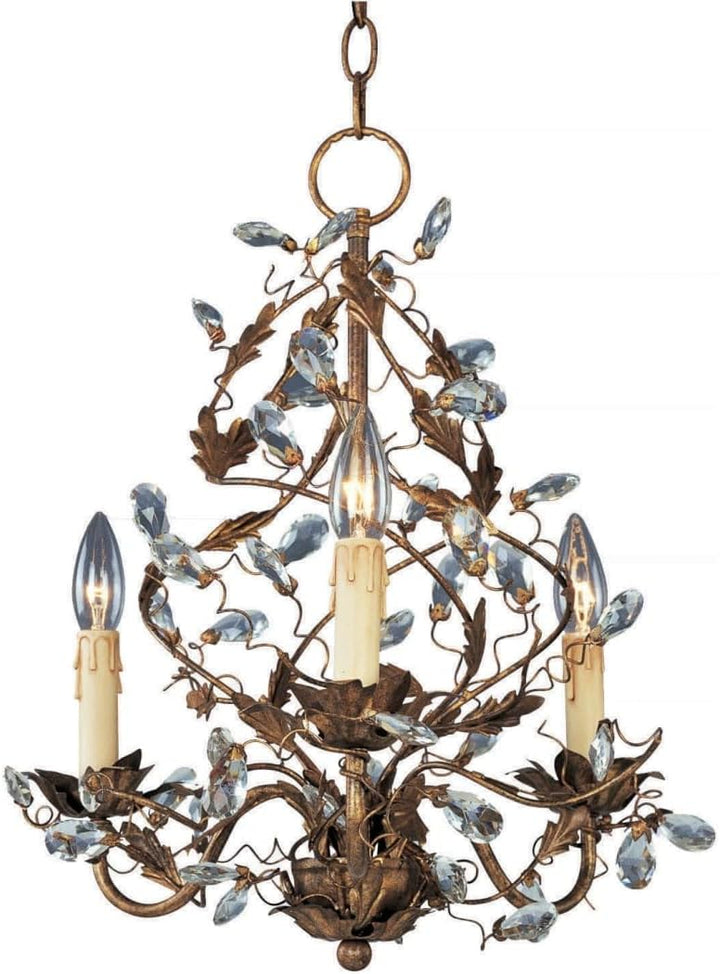 Maxim Lighting Elegante 3-Light Chandelier, Etruscan Gold, 18"H x 14"W