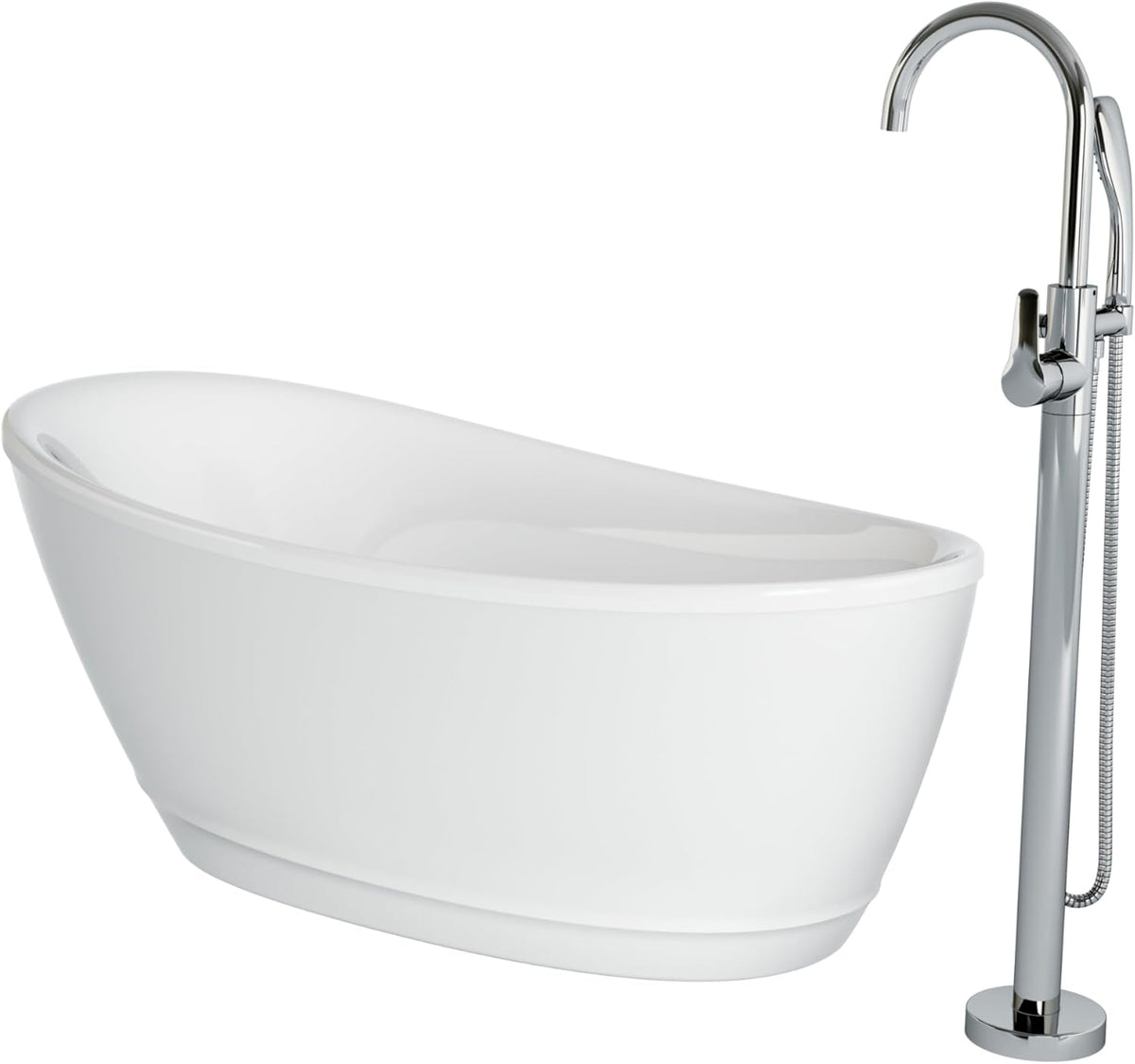 Johanna 59 in. x 30 in. Acrylic Flatbottom Freestanding Soaking Bathtub in White