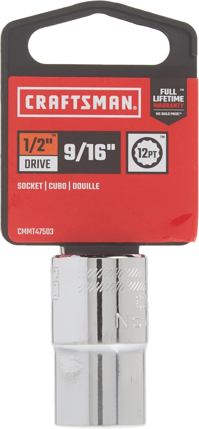 CRAFTSMAN Standard (SAE) 1/2-in Drive 12-Point 9/16-in Shallow Socket