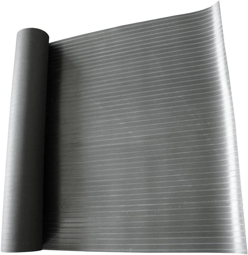 Rubber-Cal Composite-Rib Corrugated Rubber Floor Mat Roll, 1/8 in Thick x 3 ft x 4 ft, Black