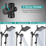 Tudoccy 8'' High Pressure Rainfall and Handheld Shower Combo with Adjustable Extension Arm